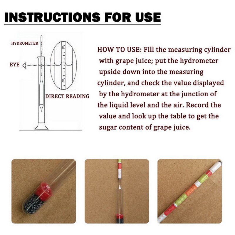 Tre-i-en skala hydrometer brygget vin brix meter wort tester, øl brix meter til hjemmelavet øl