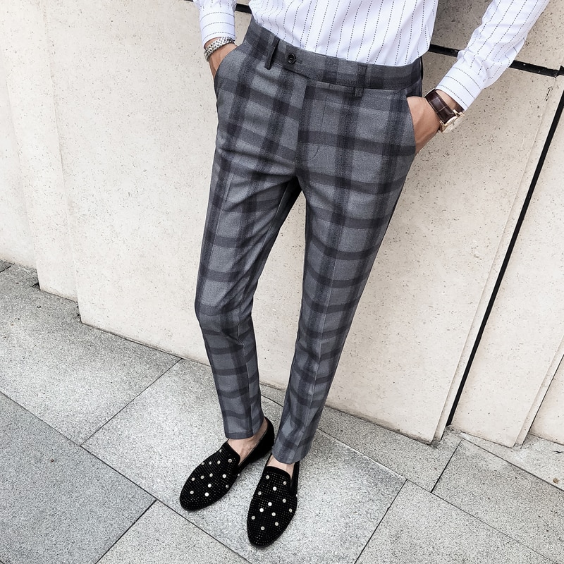 Pantalons Hombre treillis Homme costume Pantalon Pantalon Style britannique hommes Pantalon Homme automne robe Pantalon pour hommes