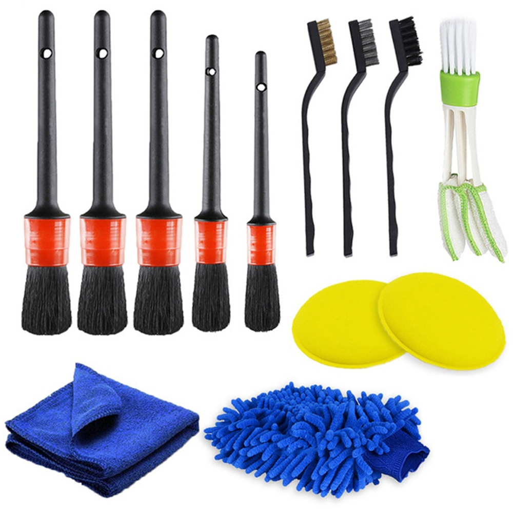 Car Cleaning Detailing Brush Set Dirt Dust Clean Brush Car Motorcycle Interior Exterior Leather Air Vents Care Clean Tools: 13pcs