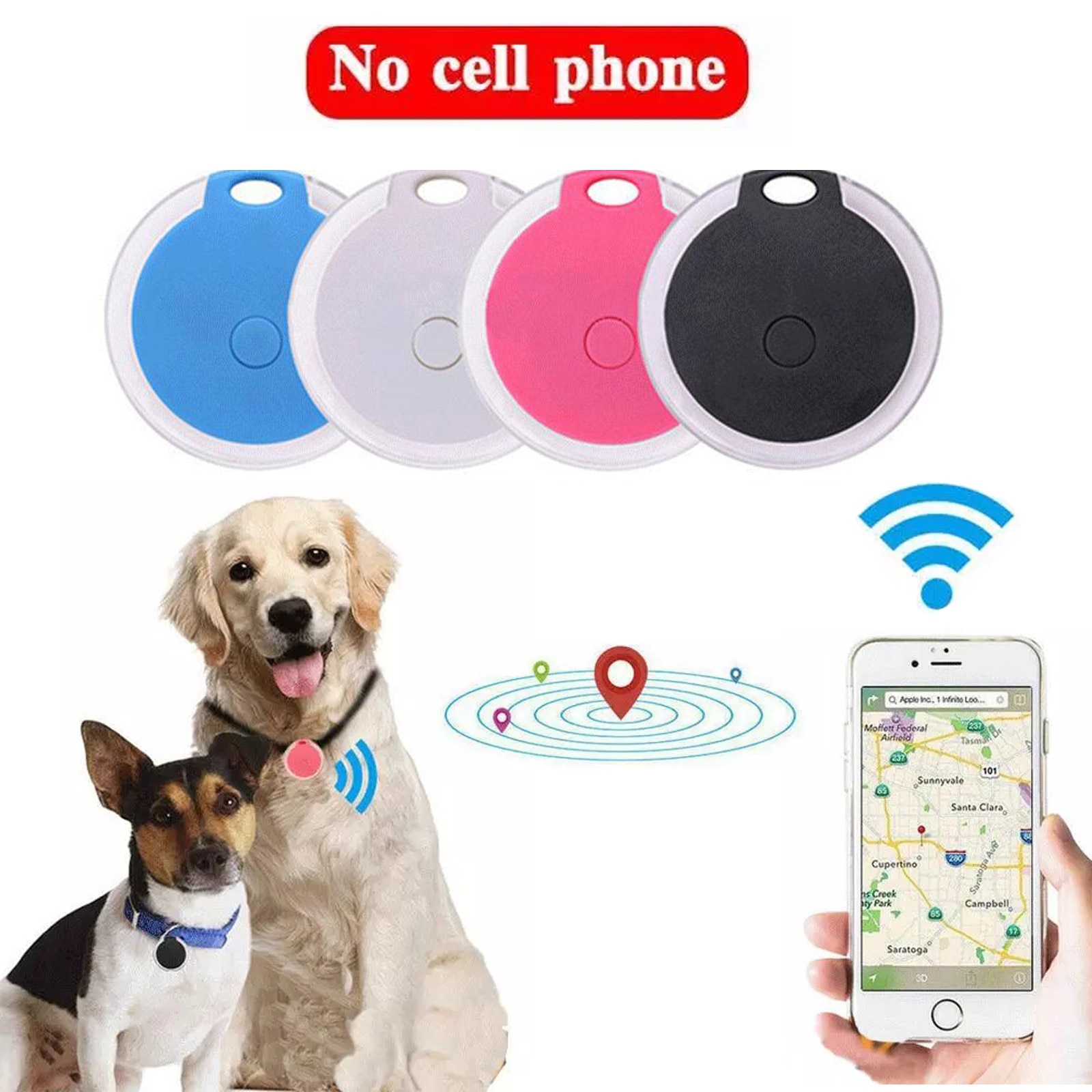 Anti Lost Cat Dog Mini Tracking GPS Locator Necklace Pendant Phone Bluetooth Positioning Find Dog Tracker