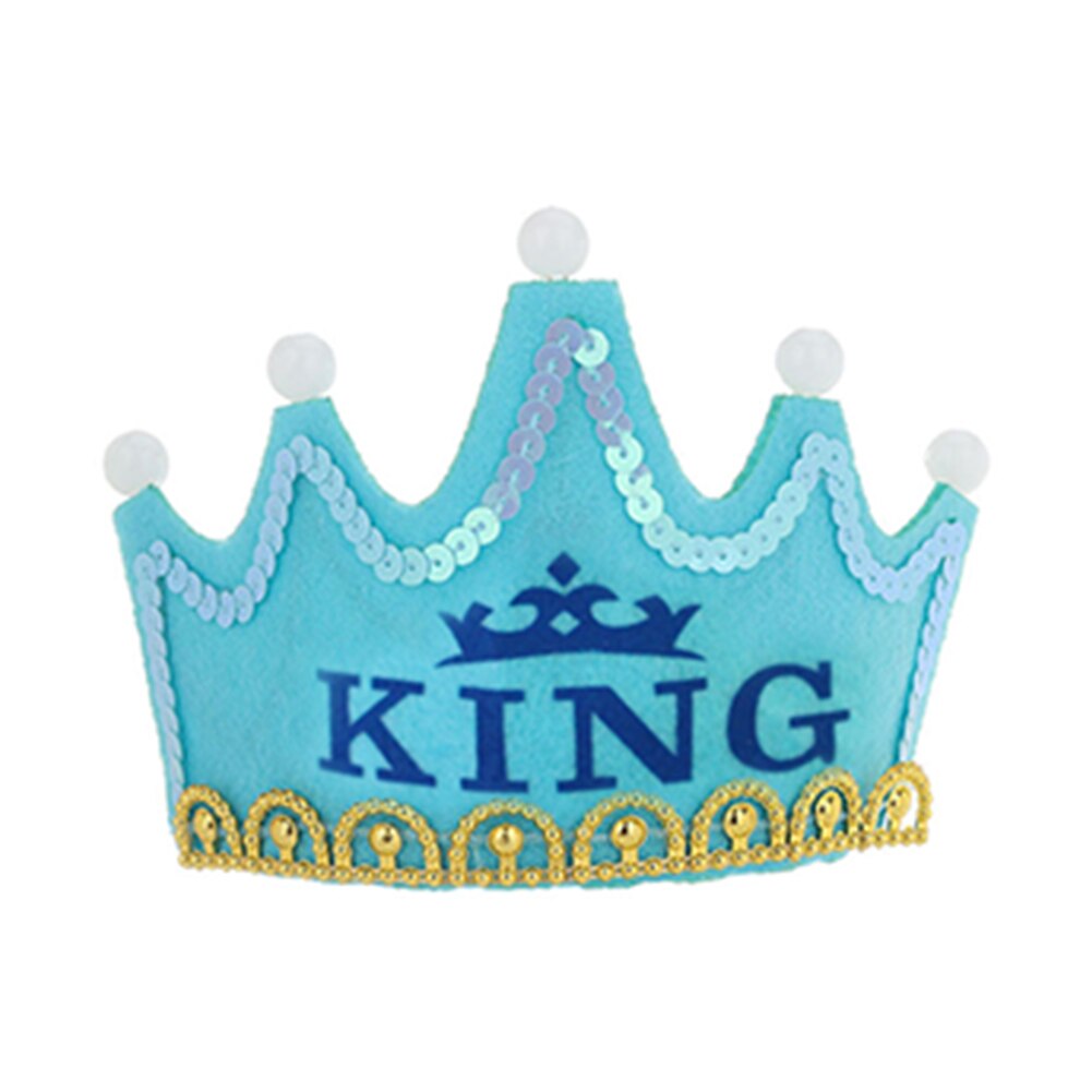 Crown Led Gelukkige Verjaardag Cap Kleurrijke Non-woven Hoed Koning Prinses Kroon Led Verjaardagsfeestje Decoraties Kerst Verjaardag Kroon: J