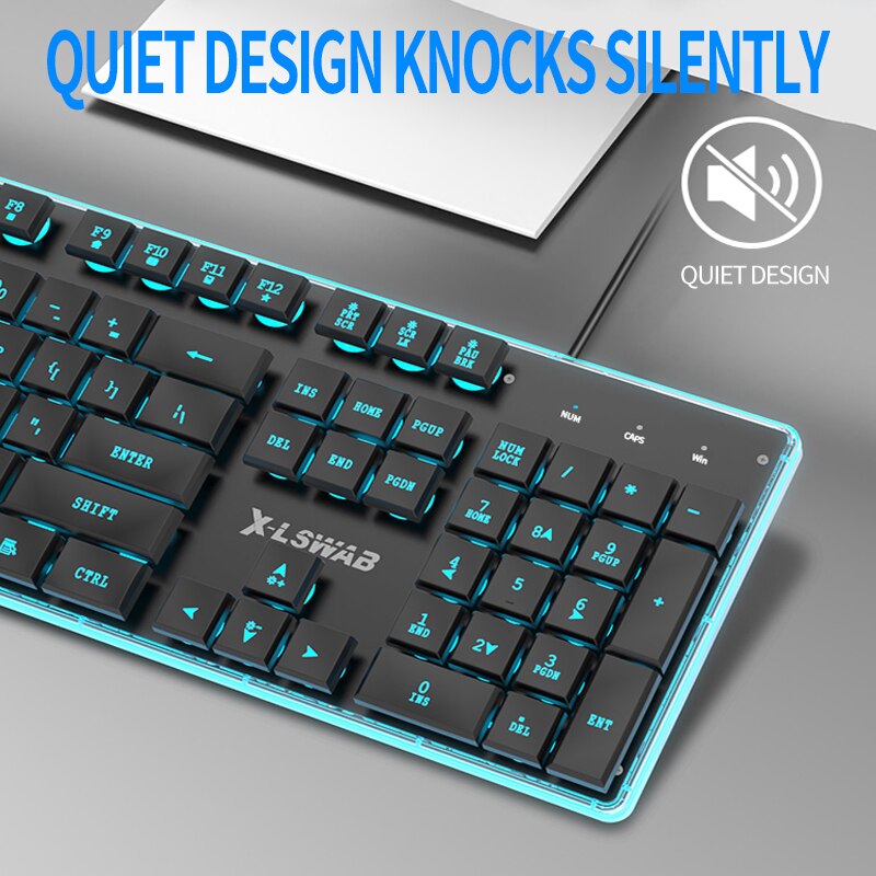 EWEADN Gaming keyboard Wired Gaming Mouse Kit 104 Keycaps With RGB Backlight keyboard Gamer Ergonomic Silent For Laptop