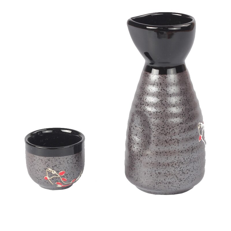Sort keramisk vin grydebæger japansk sake hvid spiritusflaske porcelæn klassisk vinsæt vinboks
