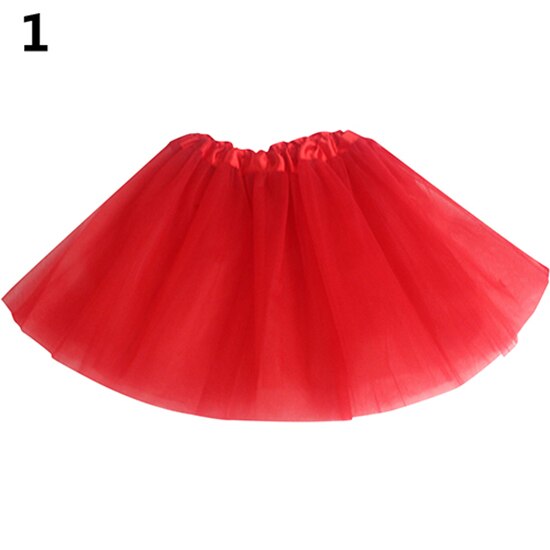 Filles belle Multi couches Tulle taille élastique jupe gonflée Tu tu princesse robe pour enfants fille scène performance: Rouge