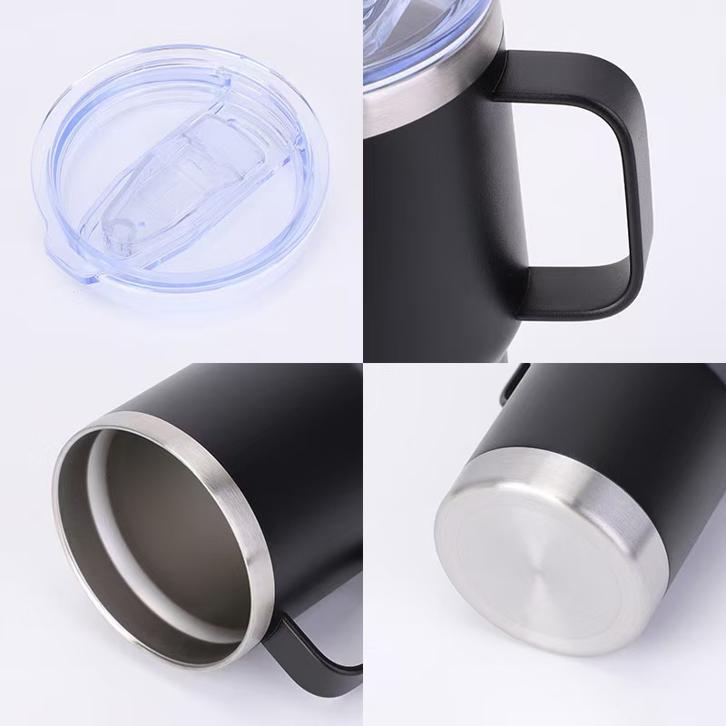 Steel handle vacuum mug , 30 , 20 oz., double-walled ice cooler, for office, home, car, tea, coffee, insulated bottle, colorful