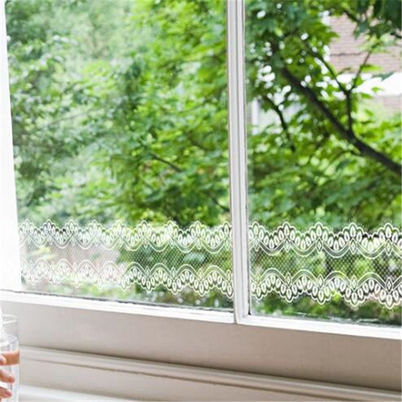 Lace Wall Sticker Bathroom Sliding Door Stickers Film Balcony Window Glass Stickers Store Decoration Window Glass Stickers 10m