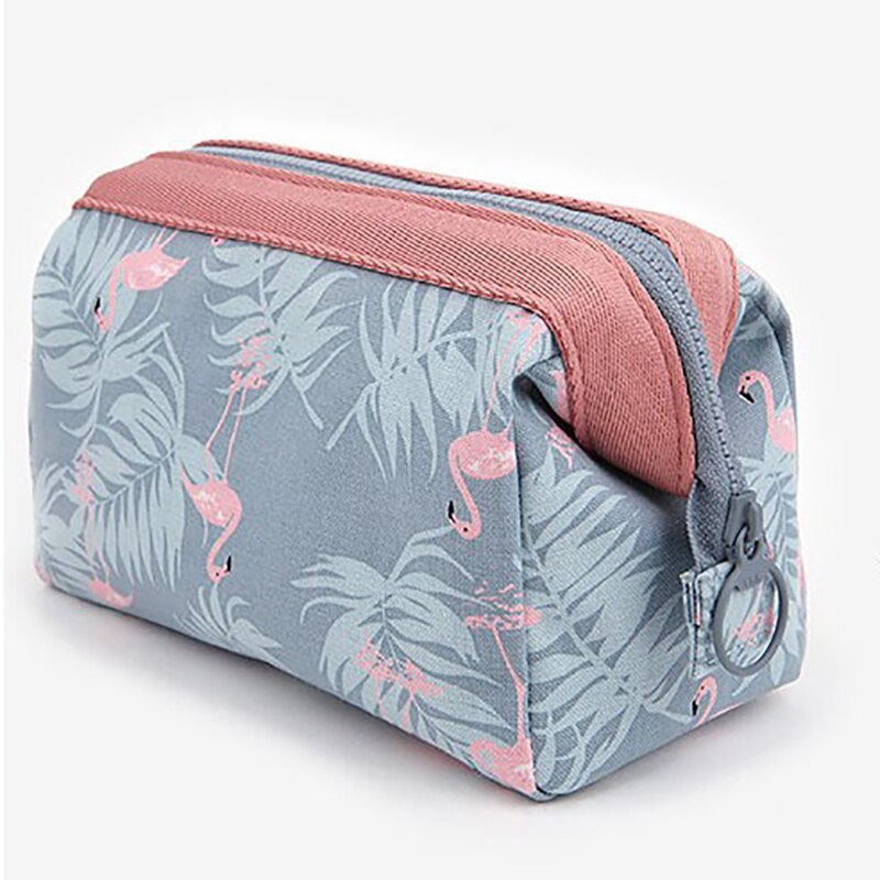 4 Colors Waterproof Cosmetic Bags Manicure bag Makeup bag Travel Accessories cosmetics Storage Pouch Large Capacity for Women: Light Blue Flamingo