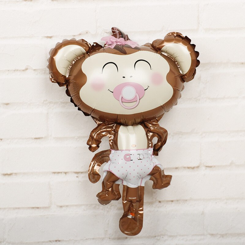 1Pc 29x44cm Jungle Animal Tiger Lion Monkey Fox Horse Air Helium Balloon Kids Safari Birthday Party Decor Zoo Theme Supplies: monkey 5