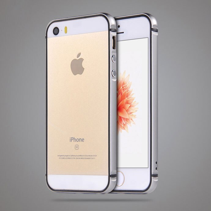 Ascromy voor iphone 5s hoesje bumper luxe aluminium metalen siliconen frame glitter telefoonhoesje voor iphone  se 5s 5 s 5se accessoires: Grijs