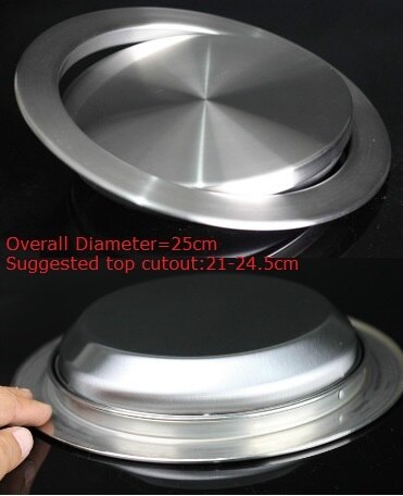 Stainless Steel Flap Lid Trash Bin Cover Flush Recessed Built-in Balance Kitchen Counter Top Swing Garbage Can Lid: C