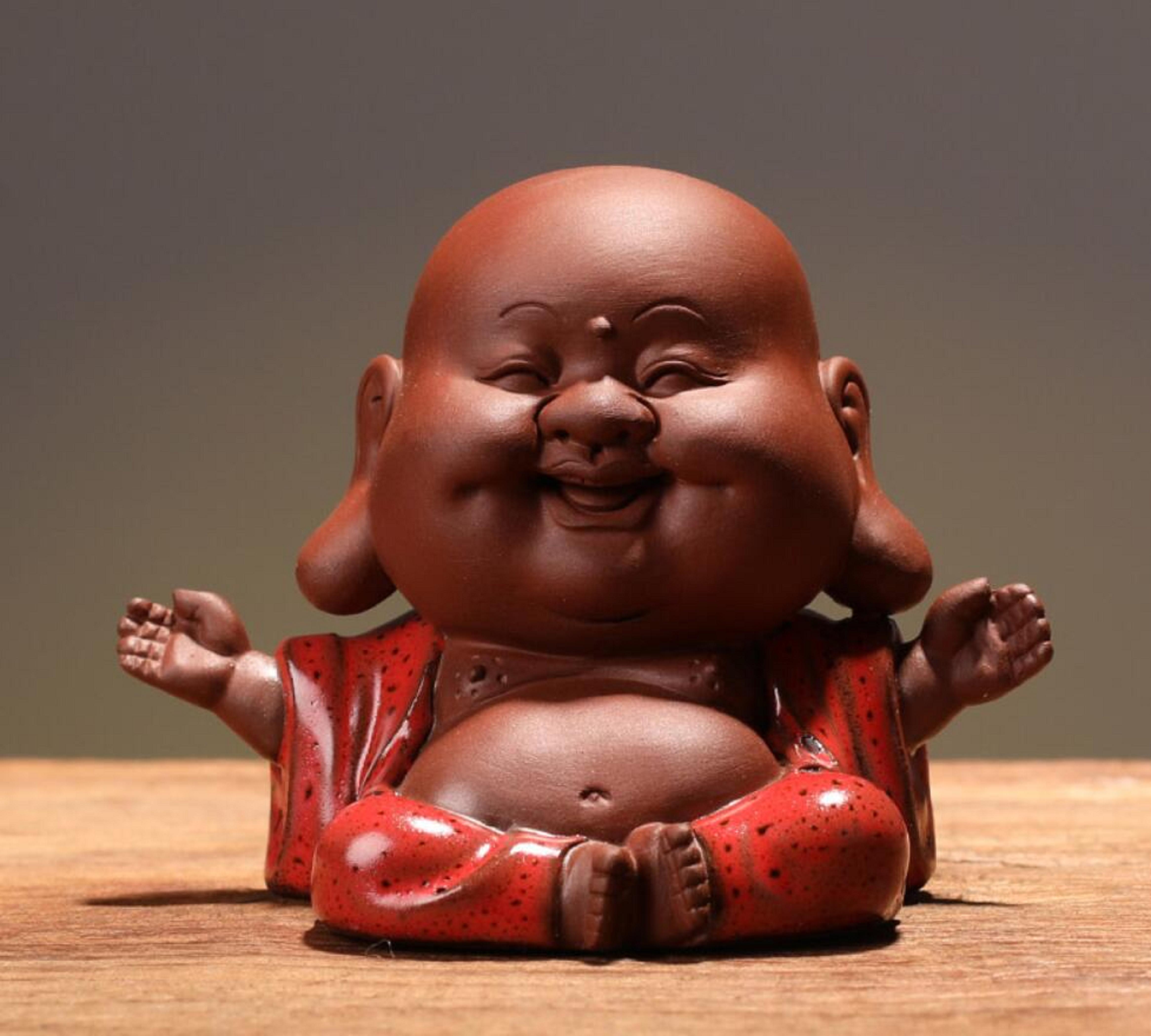 Vintage / tea play set / Nepal Tibetan Tibet Chinese Hand Carved Solid Box laughing Buddha Figure Goddess Yixing Zisha pottery t