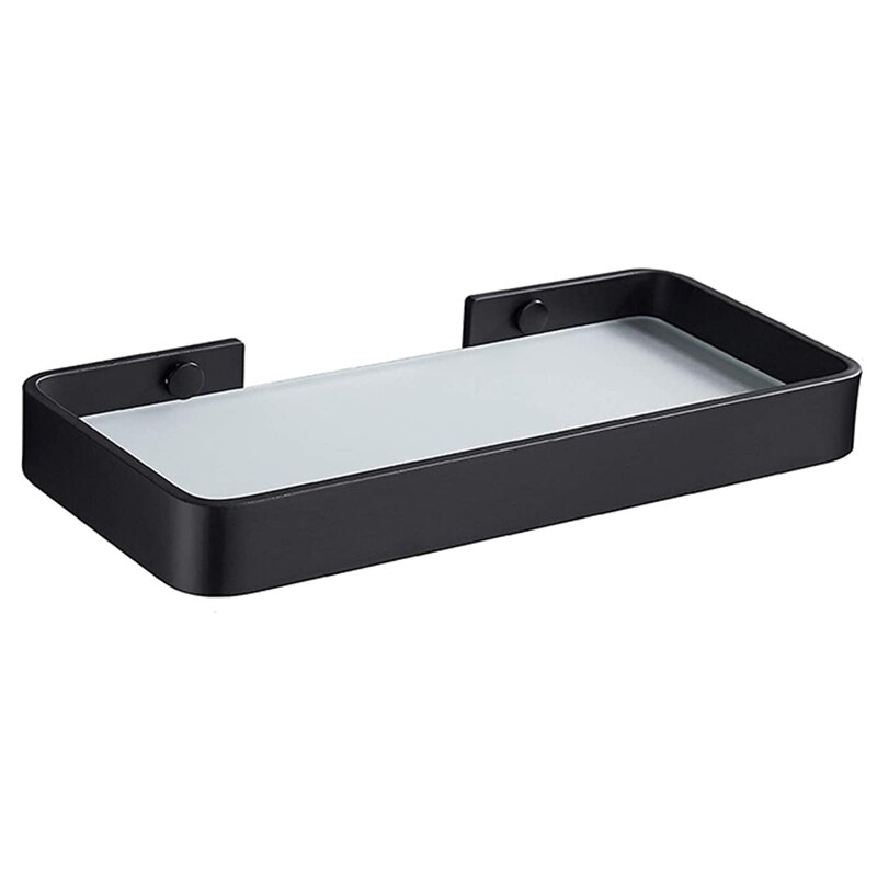 Glas Regal Badezimmer Regal Dusche Regal Glas Regale 25 cm Bad Regal Wand Regal Bad Zubehör: Black