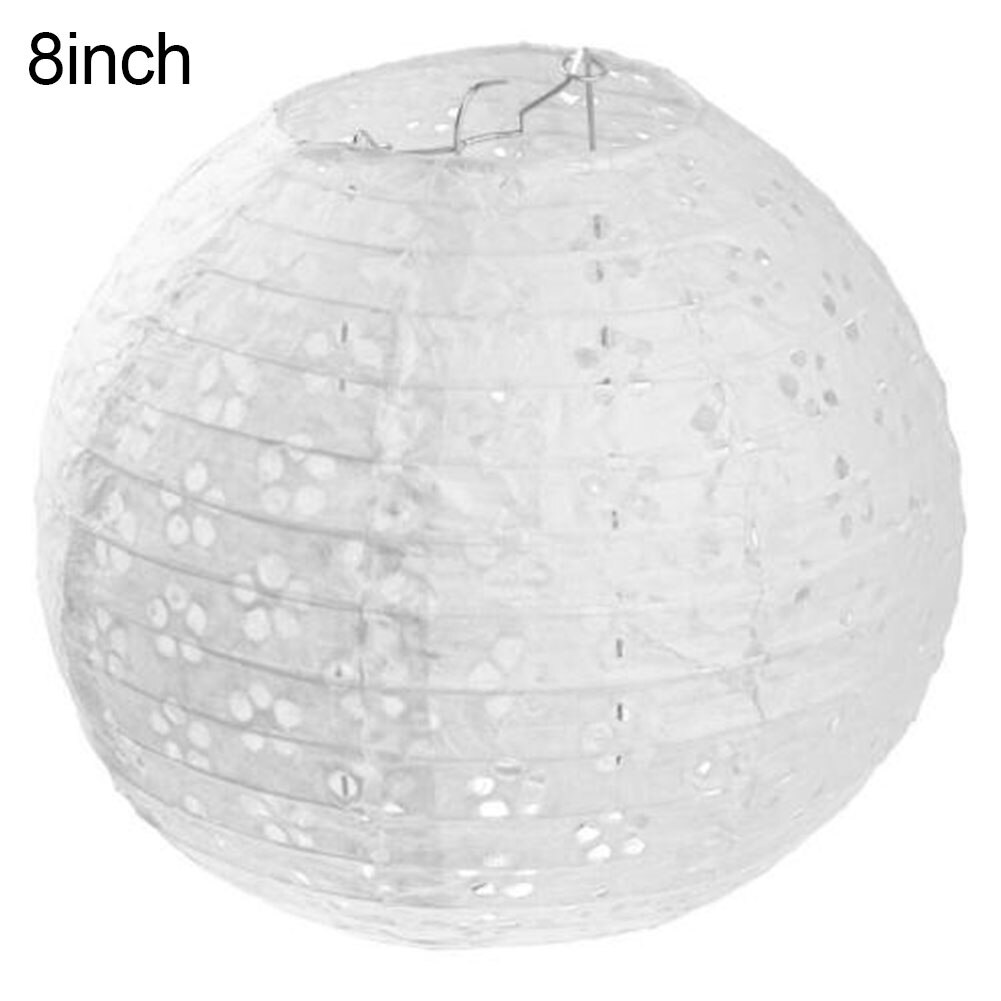 8/12 tommer runde kinesiske papirlanterner lampe fødselsdag bryllup dekoration håndværk gør-det-selv lampion hængende bold festartikler: Hvid / 8 tommer