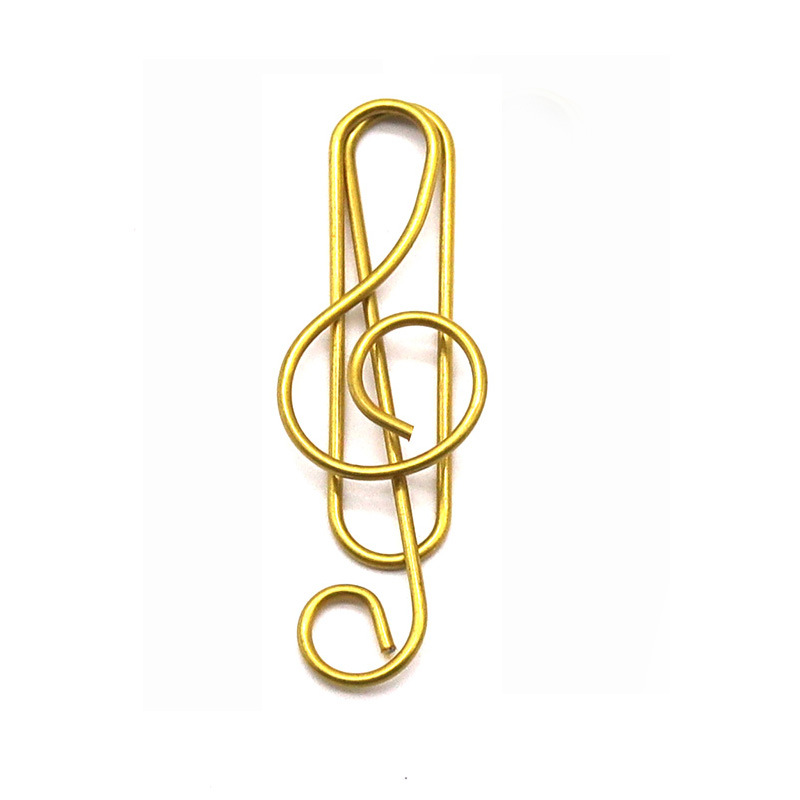 Muzikale High-note paperclip Metaal Creatieve speciaal gevormde boekclip I Love Music Note Clip Paperpins Goud en zwart briefpapier: Geel