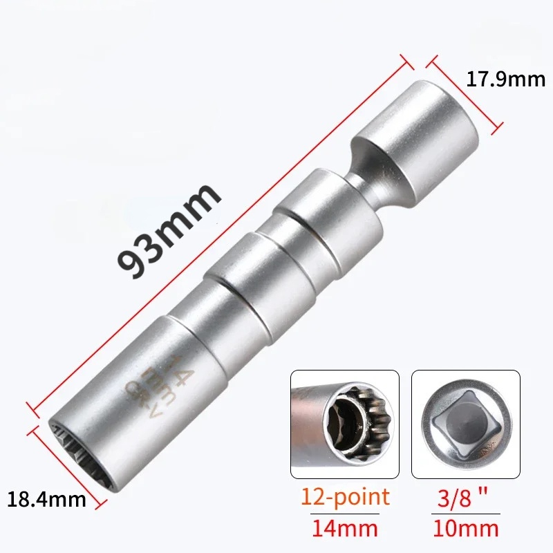 14mm verktyg för borttagning av tändstift, skiftnyckel, magnetisk hylsa, 3/8- tums 12-- punkts vridbar ljusnyckel 16mm 16mm magnetiska utdragbara tändstift