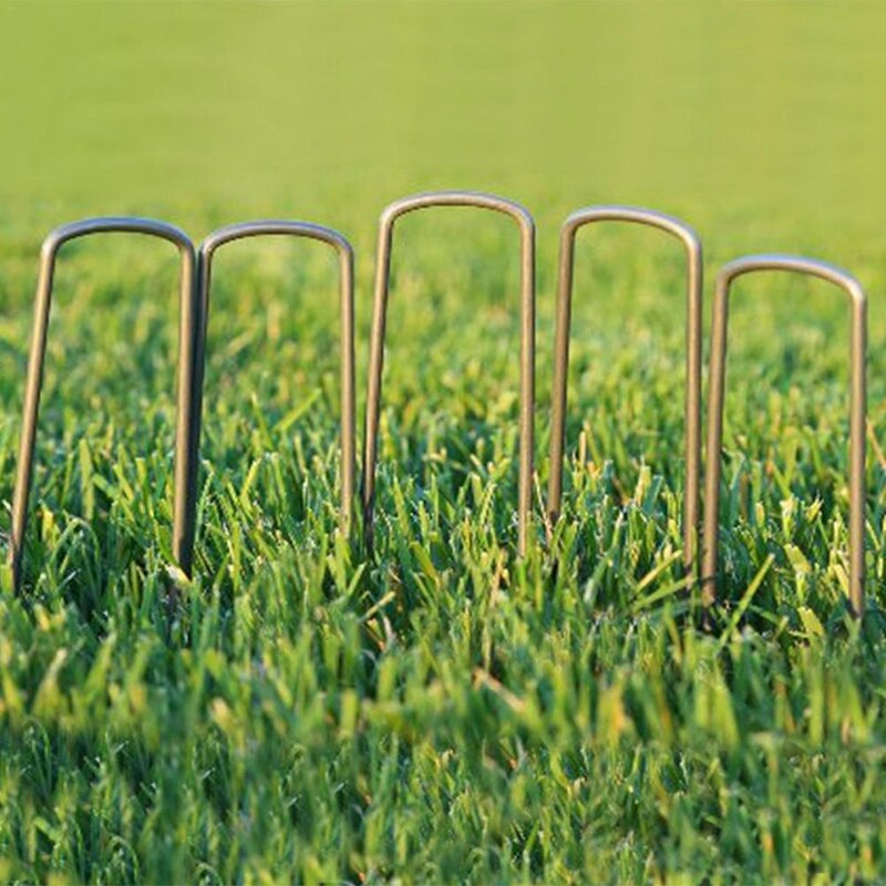 100 stuks zware u-vormige gegalvaniseerde stalen tuinpalen met nietjesbevestigingspennen voor het bevestigen van landschapsnetten van textiel