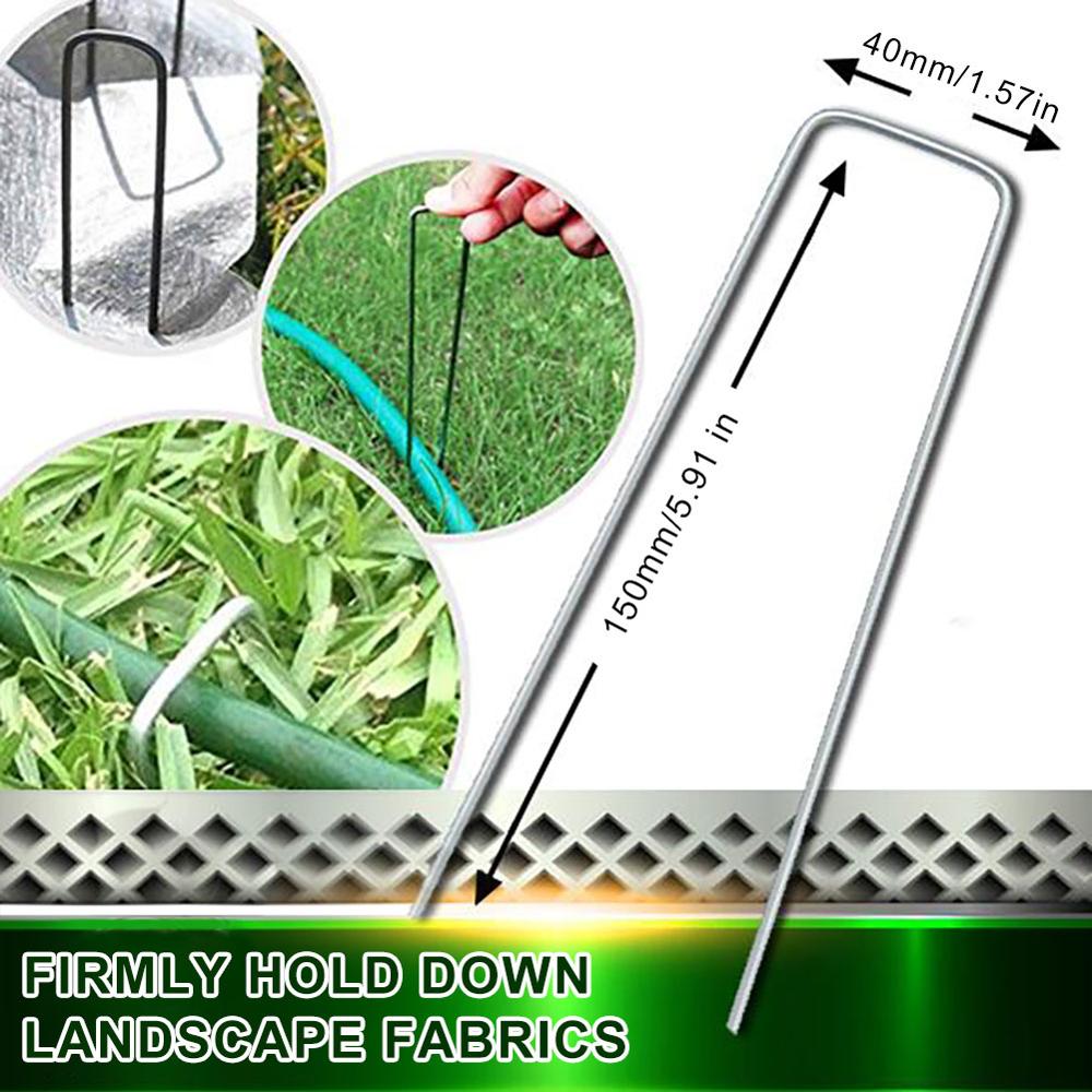 50 unids/pack jardín Peg de Metal de plata en forma de U de jardín de tierra de película fijo clavijas jardinería herramientas de fijación película Peg