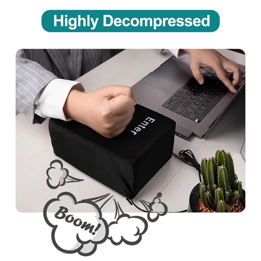 Big USB Enter Key Mouse Anti Stress Button Decompression Computer Any Vent Pillows Button Desktop Pillow For Programmer Worker
