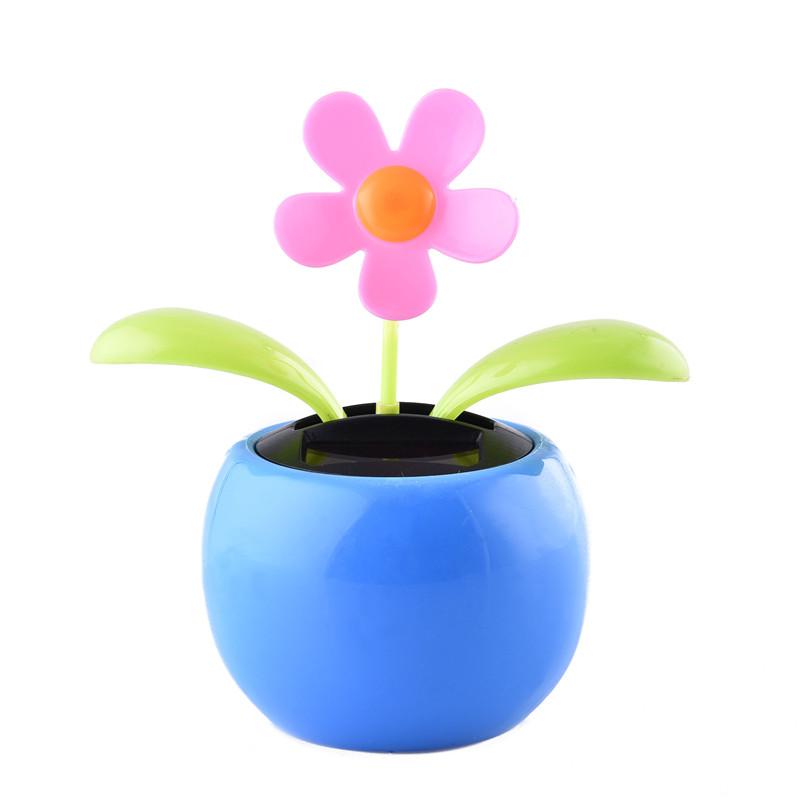Car Cute Swing Solar Powered Dancing Flower Toys Sunflower Flip Flap Bobble Plant Swing: Blue