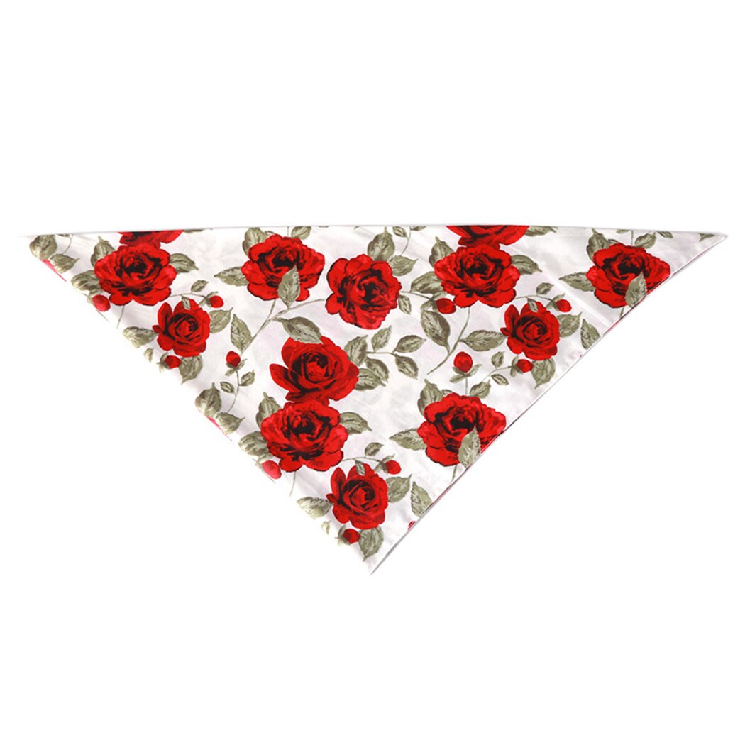 Bandana de algodón con estampado de flores para mascotas, babero para perro, gato, Día de San Valentín, rosa roja, triángulo, Rosa Negra