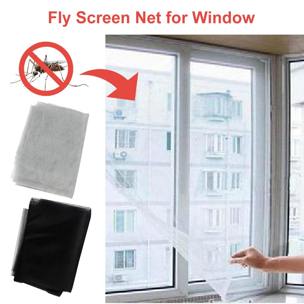 2- pack myggnät för fönster insekt fluga myggnät skärm gardin skydd kit med 2 rullar självhäftande tejp