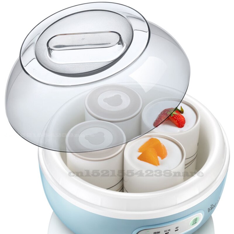 22%, thuis Automatische Yoghurt Machine Mini Yoghurt Maker Rvs Pot Siliconen Yoghurt Deksels 3 Gear Met 4 Keramiek Yoghurt Cup