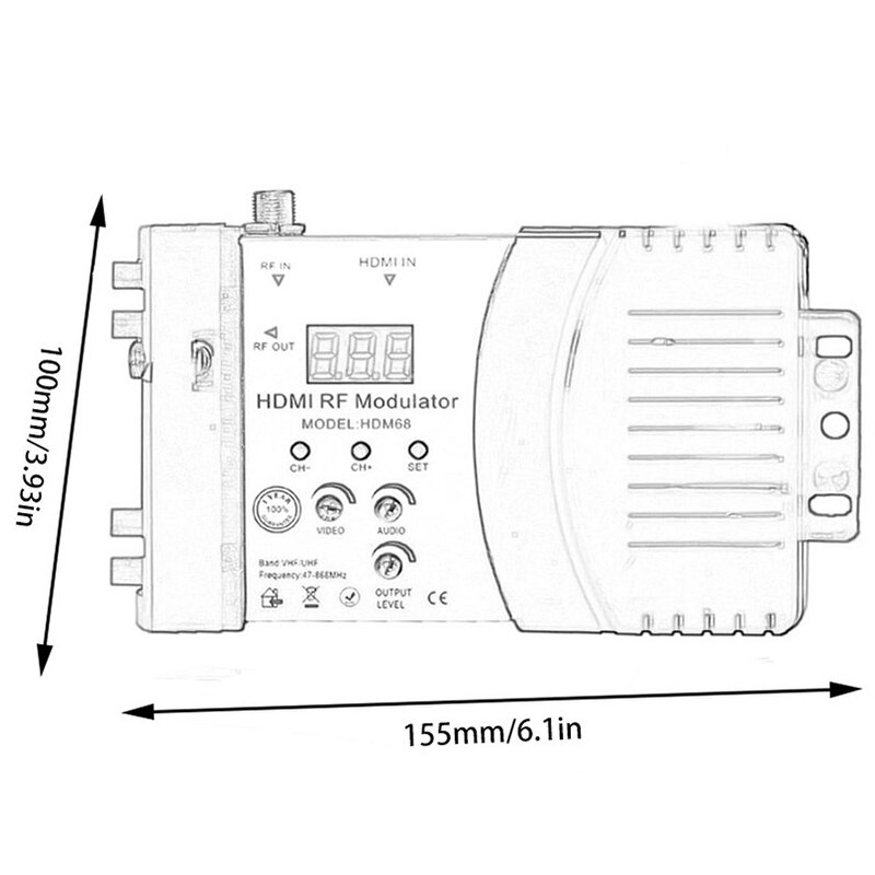 HDM68 Modulator Digital RF HDMI Modulator AV to RF Converter VHF UHF PAL/NTSC Standard Portable Modulator EU Plug