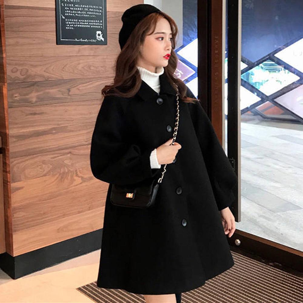 Women Coat outerwear winter clothing warm woolen blends female elegantBreasted woolen coat