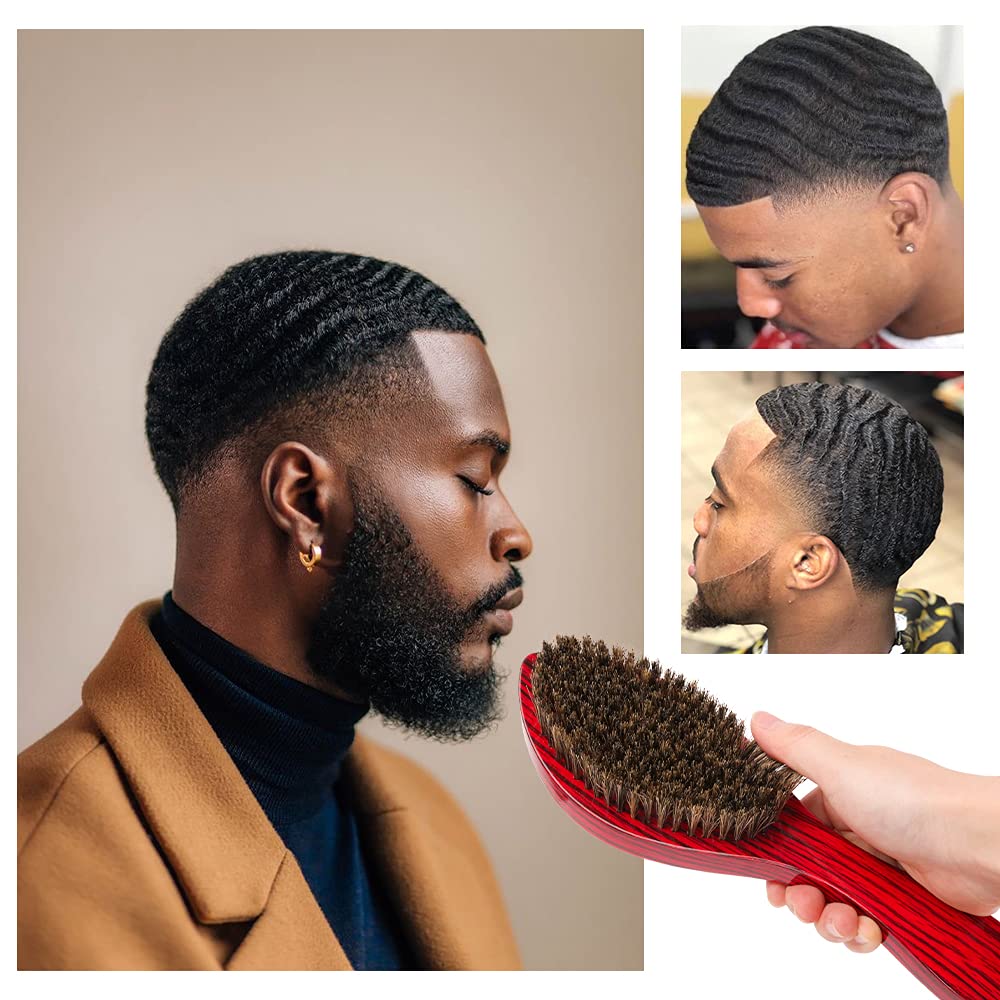 Salon Zwarte Krullen Men&#39;s Boar Harde Zwarte Man 360 Golven Kam Mannen Heren Haar Kit Kapsel Kapper Afro Wave Borstel mahonie Borstels
