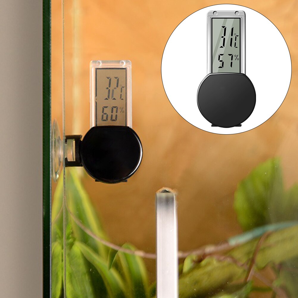 Hygrometer With Suction Cup Reptile Terrarium Thermometer Aquarium Pet Supplies Gauge Digital Display LCD Screen Spider Tortoise