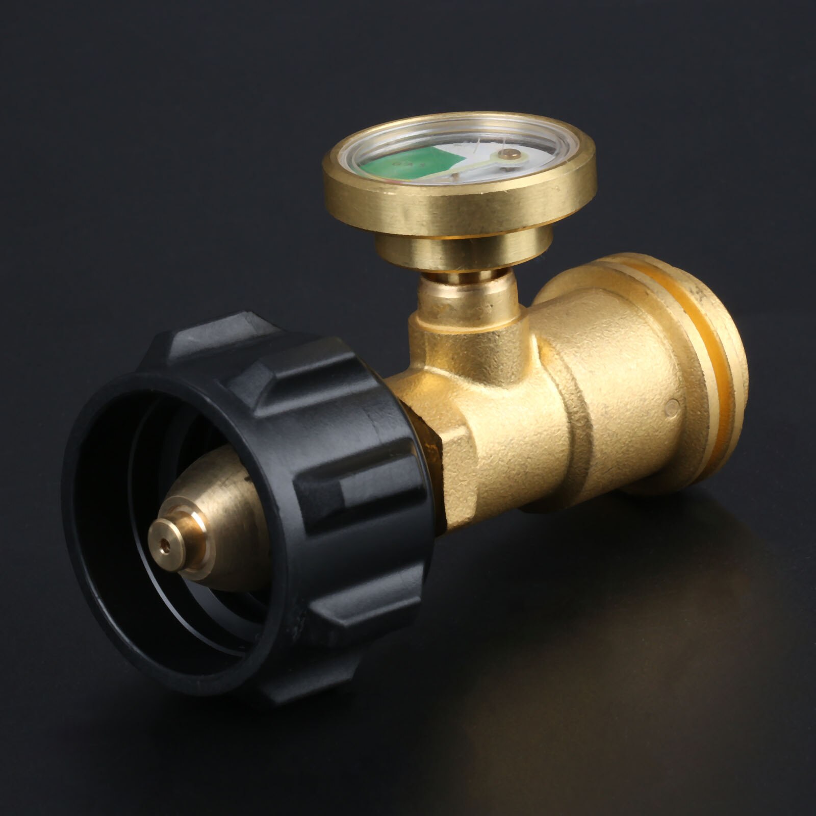 Brass Propane Fuel Tank Adapter Gauge Pressure Meter Gas Level Indicator Leak Detector for RV Camper Cylinder BBQ Grill Heater