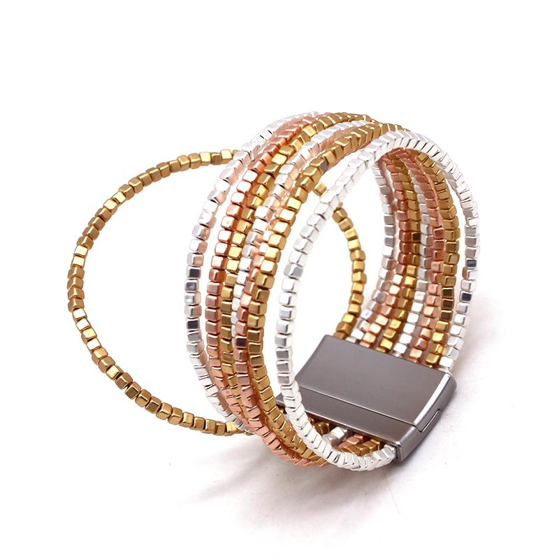 Nueva pulsera multicapa de para mujer, pulsera con cierre moderno para mujer, pulseras envolventes, pulsera de Metal, joyería