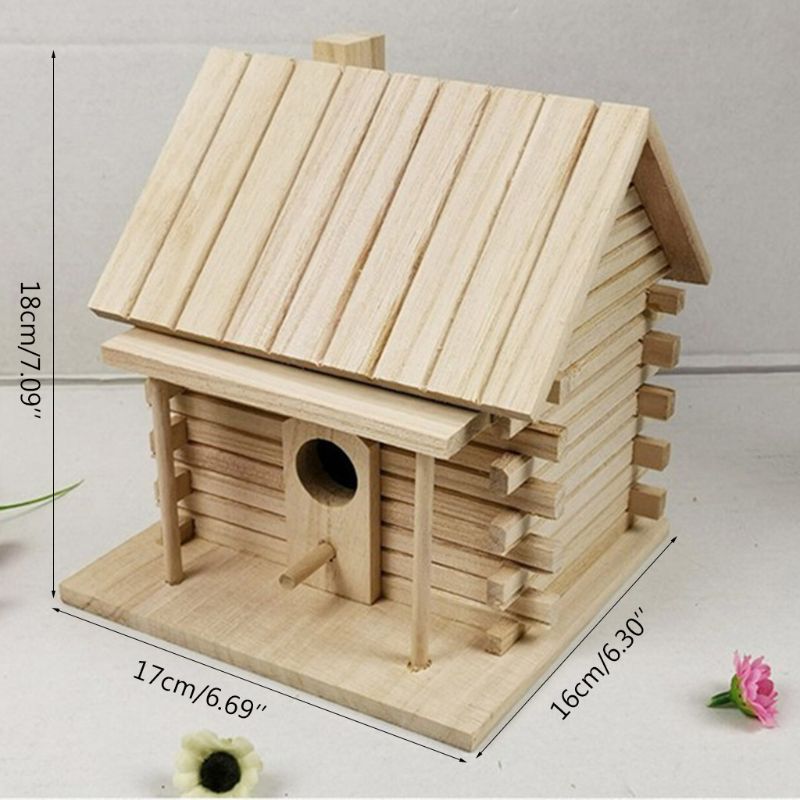 Casa de madera para pájaros, caja para cría de aves, nido exterior, cabaña, juguete para mascotas