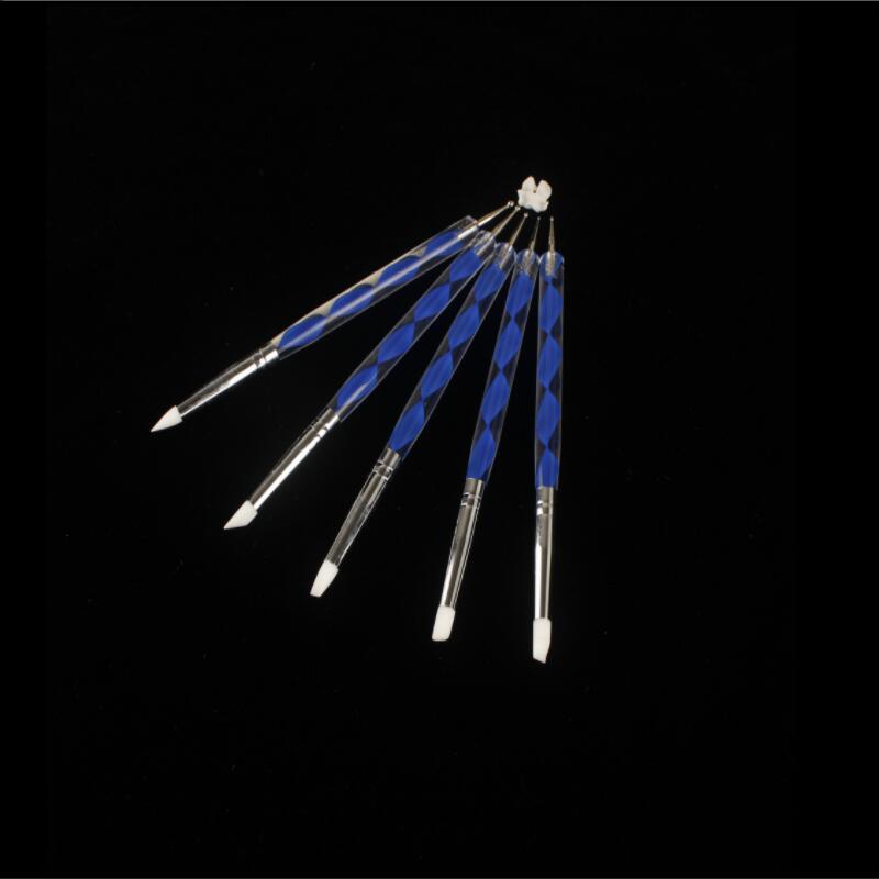 5Pcs Dubbele Nagel Punt Boor Pen van Spiraal Staaf Punt Puntjes Gereedschap Nail Art Schilderen Pen Nagels Accessoires Set