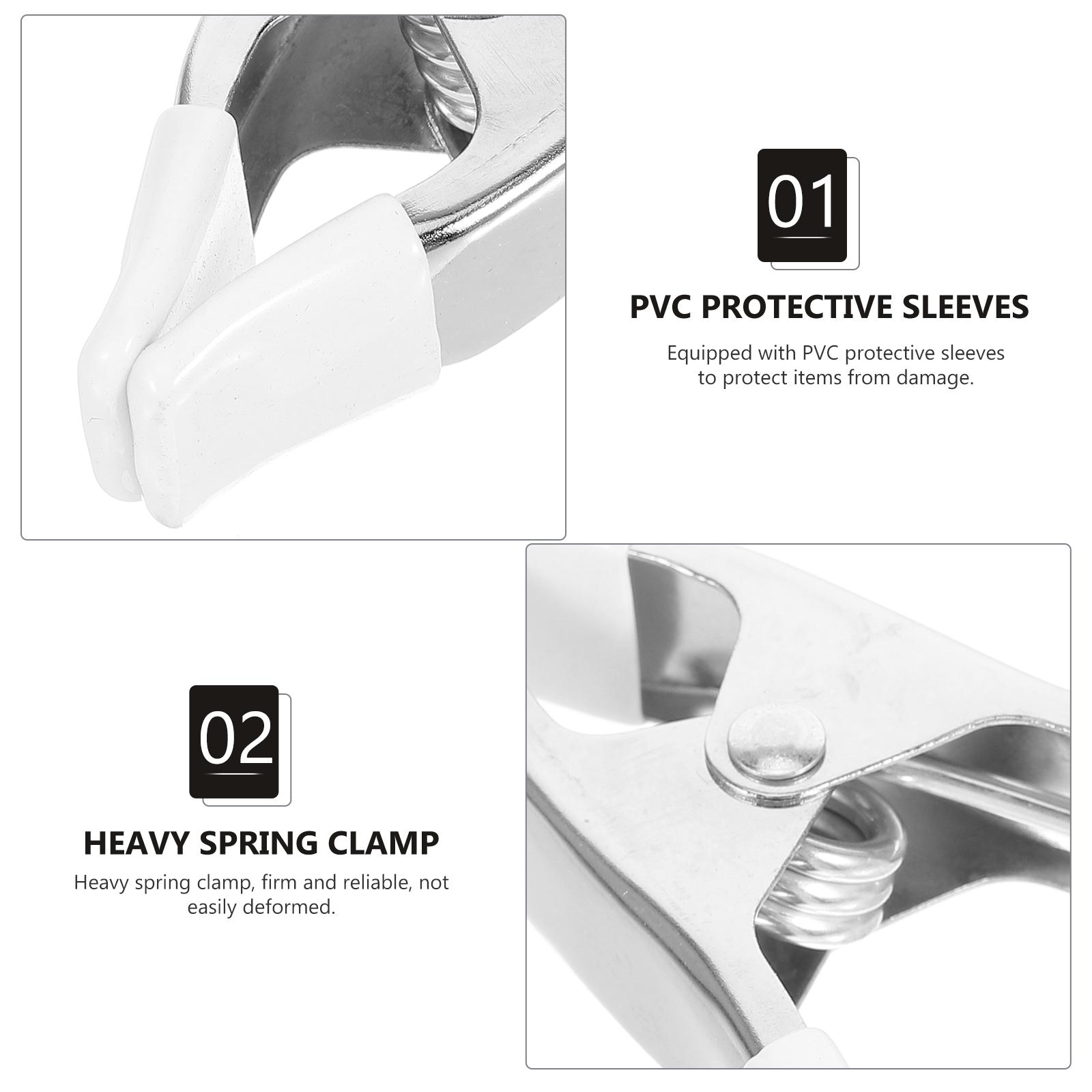3pcs Spring Clip A shaped Clamps 4 Inch White Heavy Duty PVC Backdrop Stand Clips for Photography HomeDecoration