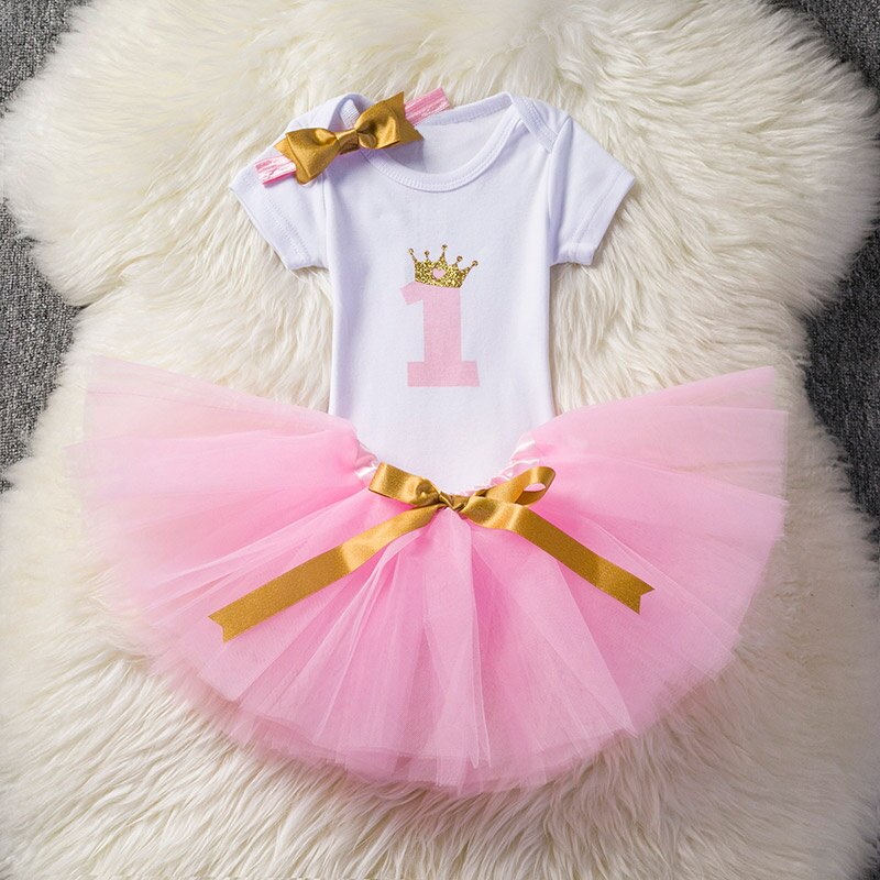 Peuter Kleding Meisje Feestjurk Doop Kinderen Jurken Elegante 1 Jaar Baby Verjaardag Jurk Tutu Dragen Kids Kleding: Dress 2 pink