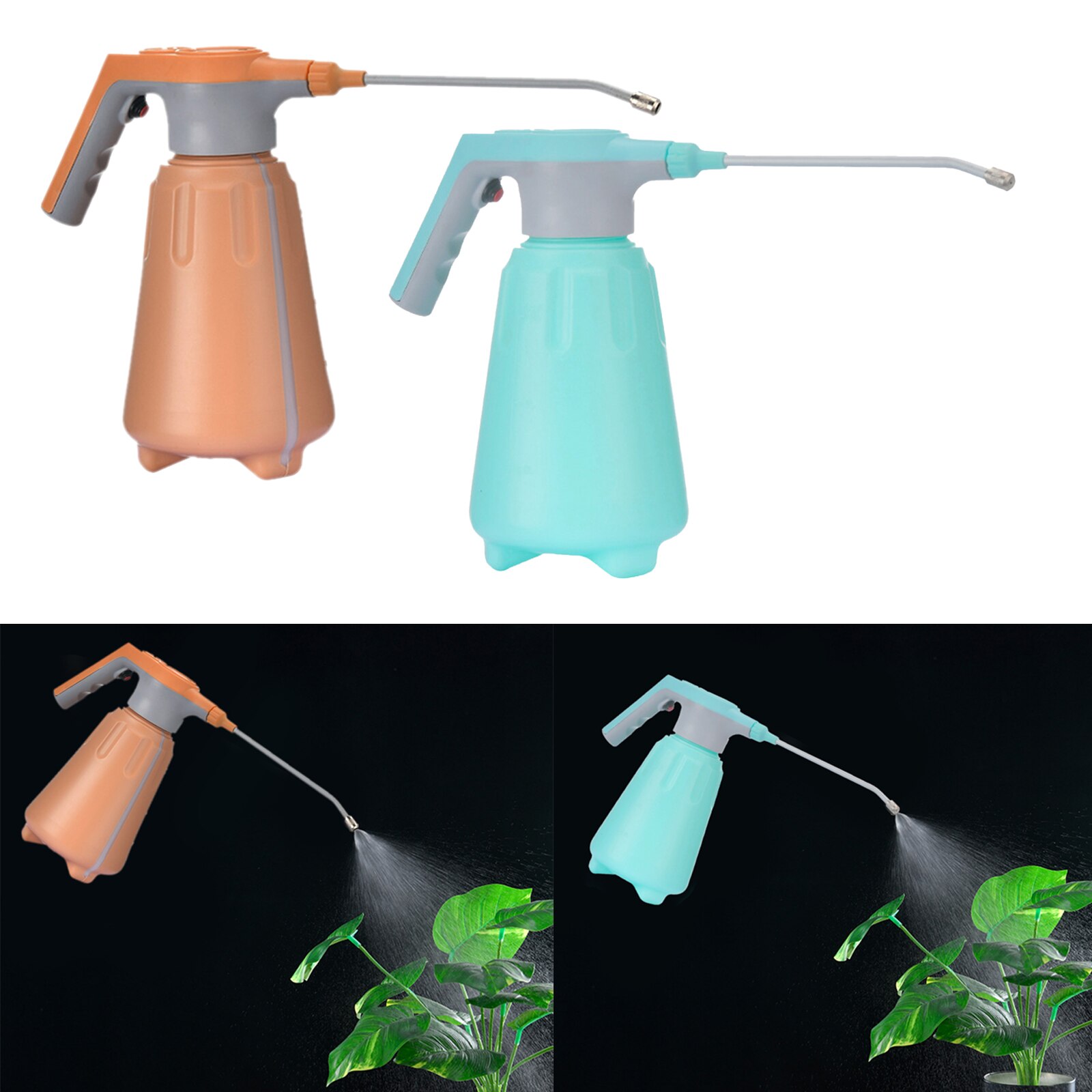 Handheld Electric Garden Sprayer 1.5L Long Nozzle, USB Rechargeable Battery Powered Copper Spout