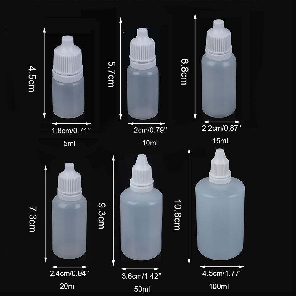 5/10/15/20/50/100ml Empty Plastic Squeeze Bottle Eye Dropper Liquid Sample Bottle Craft Tool DIY Glue Applicator Paper Quilling
