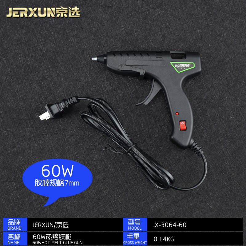 JERXUN Melt Glue Gun Manual Sol Bar Household High Viscosity Strong Melt Bar 7mm Adhesive Heat Capacity Gun: 60W Melt Glue Gun