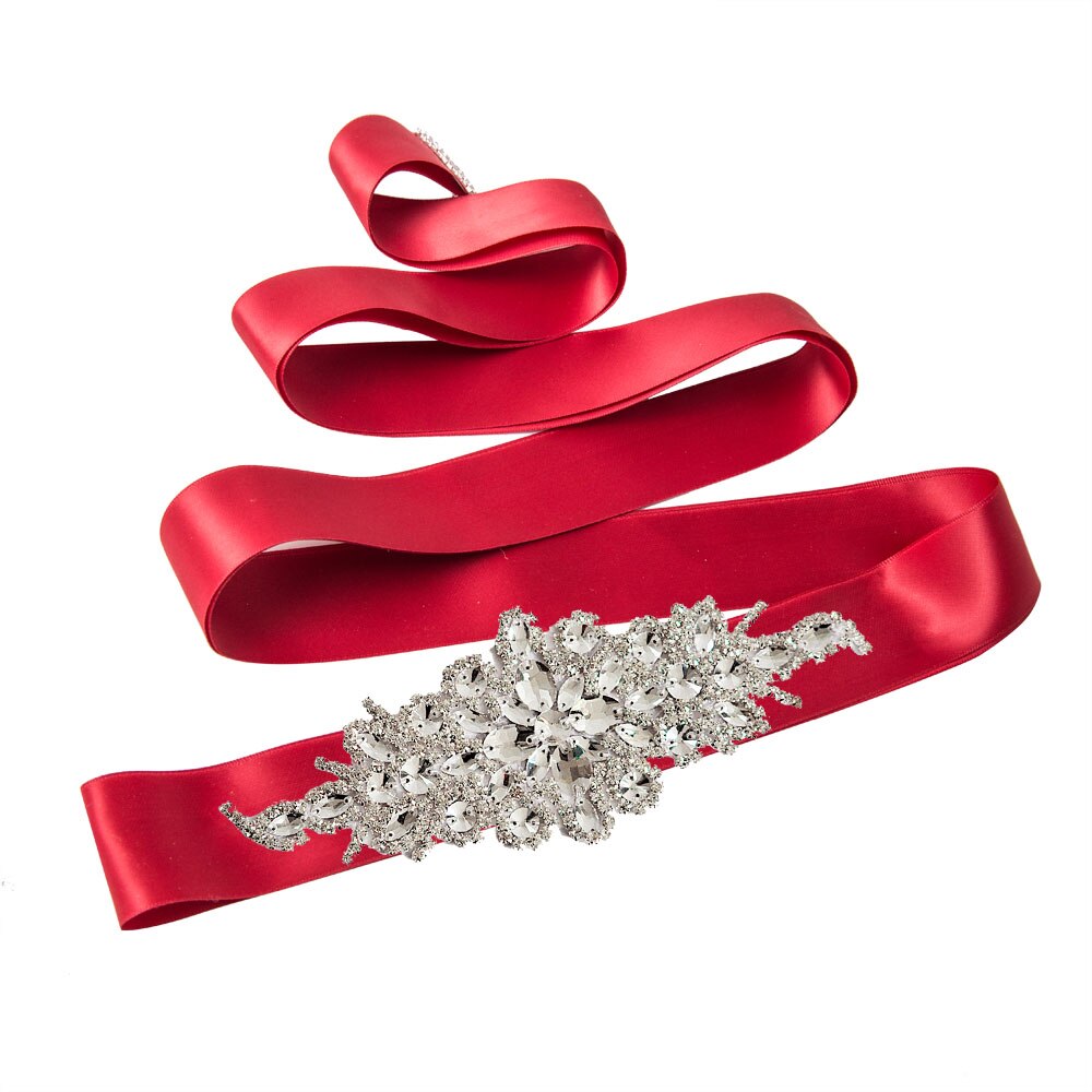 Trixy  s01 prachtige strass-steentjes riem bruidsriem diamanten trouwjurk riem kristallen bruidssjerp voor trouwjurk accessoires: Wijnrood