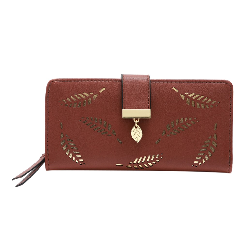 Vrouwen Portemonnee Pu Lederen Tas Vrouw Lange Wallet Gold Hollow Bladeren Pouch Handtas Voor Vrouwen Portemonnee Kaarthouders Clutch #14