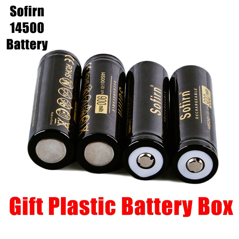 Sofirn Sofirn 14500 900mAh Battery 3.7V Li-ion Rechargeable Batteries AA Lithium Cell Batteries Top Head
