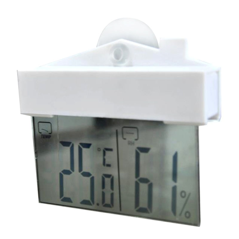 Digital vejrstation sugekop indendørs udendørs vindue termometer stort lcd vindue termometer hydrometer