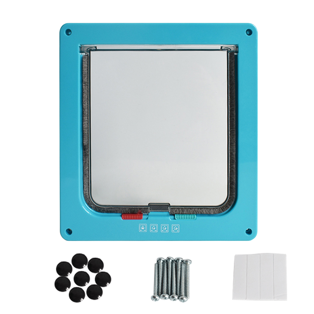 S/M/L Cat Flap Door with 4 Way Lock Security Flap Door for Dog Cat Kitten Small Pet Gate Door Kit Cat Puppy Safety Gate 5 Colors: Blue / S 20 x 19.2 x 1.5cm