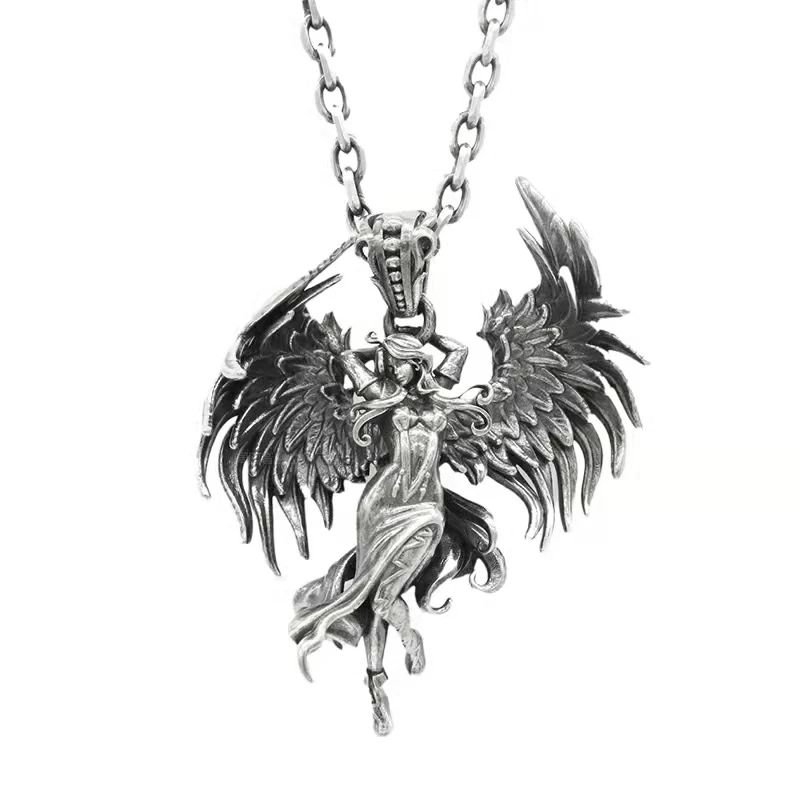 Collar gótico Vintage de la guadaña de Reaper, colgante del diablo fantasma de la vida, personalidad de los hombres, tendencia de Halloween, de joyería: Chapado en platino
