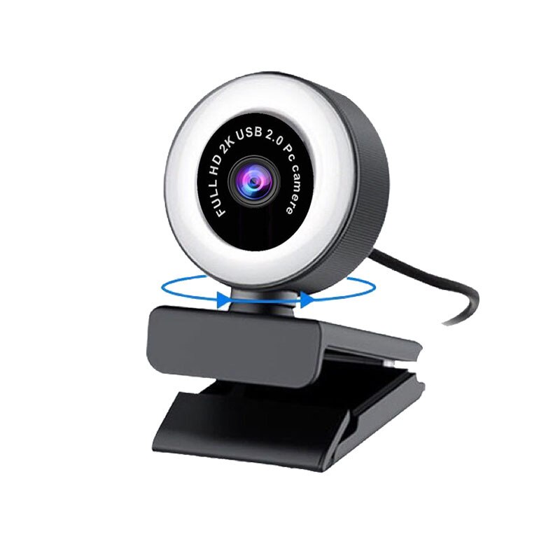 2K Autofocus PC Computer Webcam 1080p Camera HD Fill Light USB2.0 Drive-Free Can Rotate And Adjust Desktop Live Web Camera