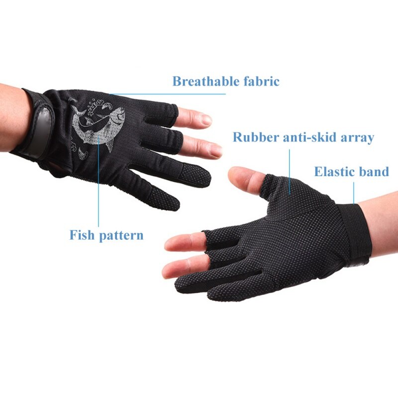 3 fingerløse fiskehandsker, åndbar, hurtigtørrende, skridsikker fiskehandsker vinterfiskeri efter unisex karpe fingerhandske
