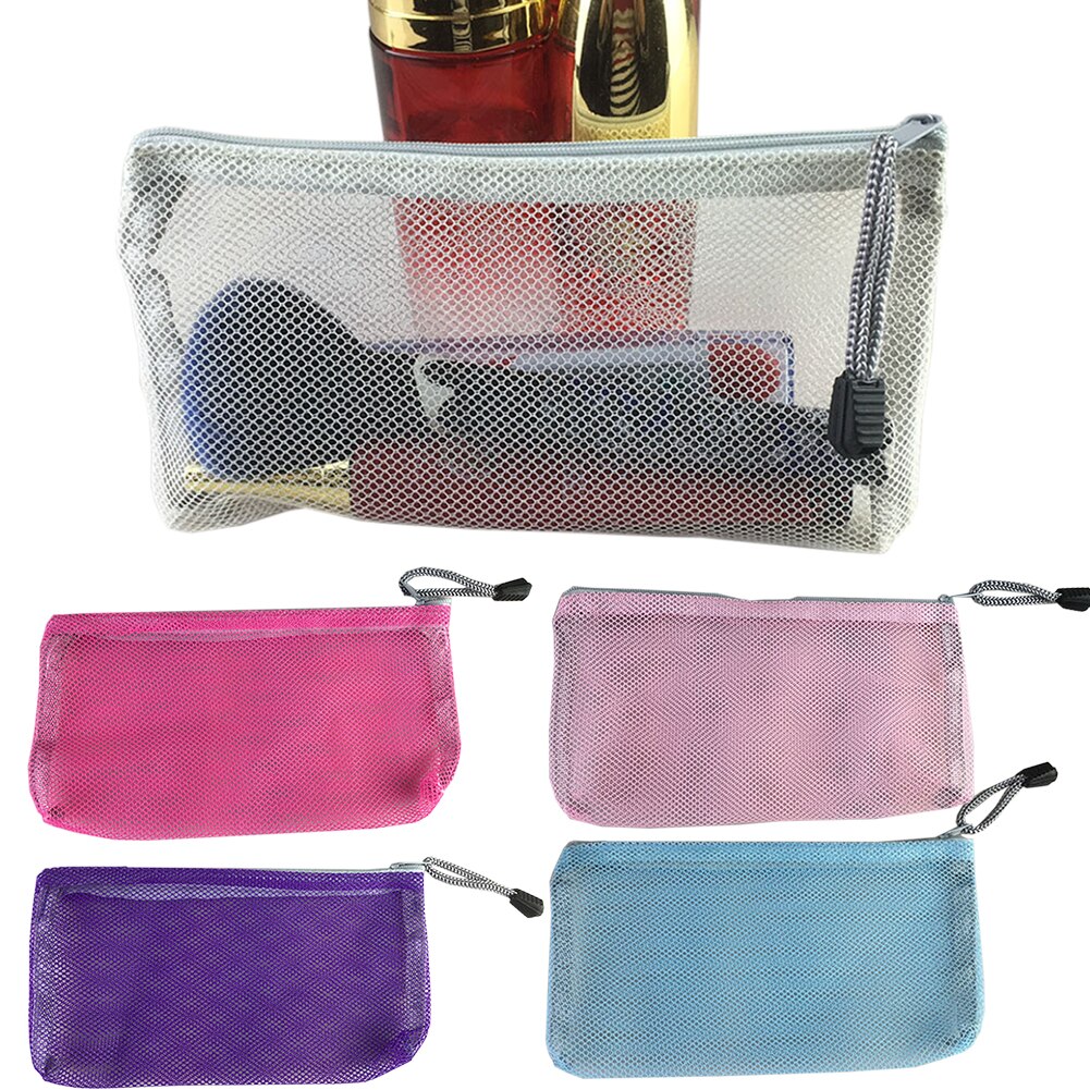 6 stücke Lagerung Nylon Multi-farbige Fein Mesh Make-Up Tasche Tragbare Outdoor Leichte Große Kapazität Kosmetik Zipper Verschluss