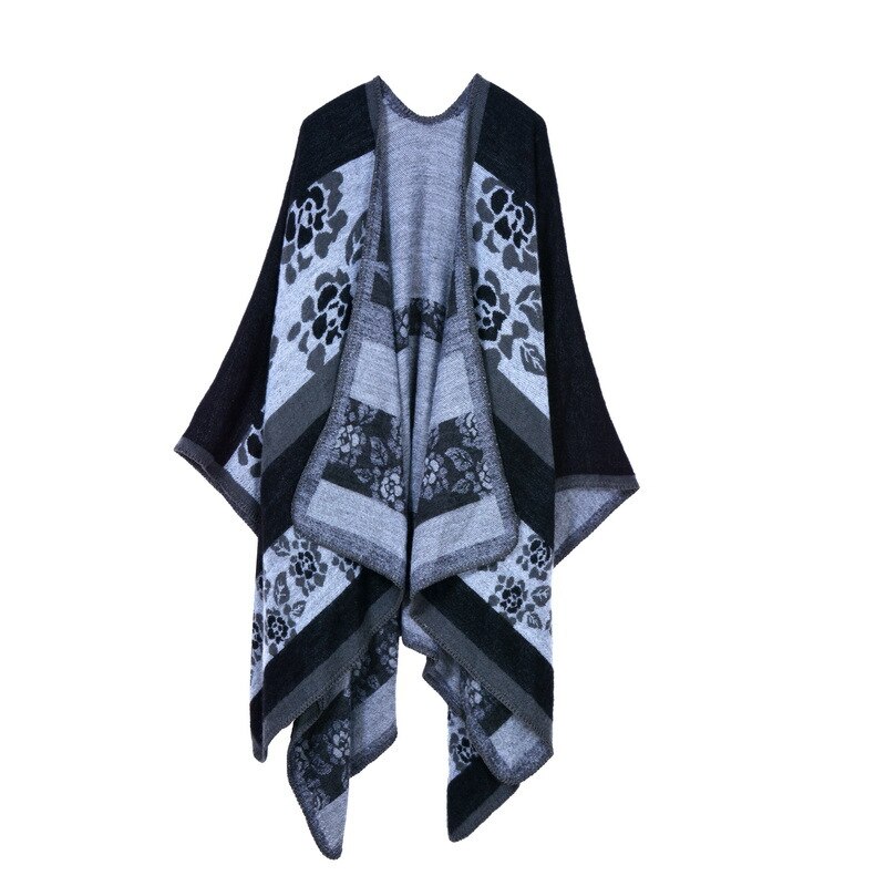 Hiver femmes réversible surdimensionné couverture Plaid pull Poncho Cape châle et enveloppes Cardigans épaissir pashmina écharpe: 6