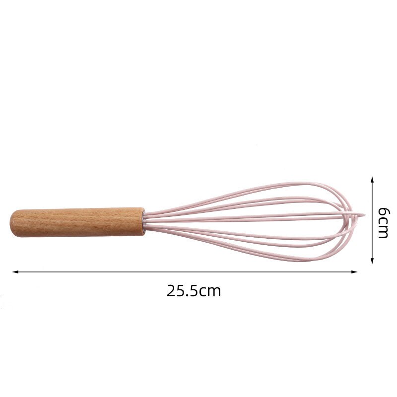 Silicone Egg Beater Whisk Wooden Handle Kitchen Hand Egg Beater Gadgets Kitchen Tools Baking Accessories